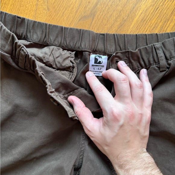 Dark brown Bearbottom shorts. Size L, 5.5 inseam. Very comfortable! - Picture 2 of 3